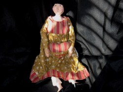 20''  FOLK ART CLAY CLOTH BODY LADY DOLL, FRIENDS HEART PILLOW